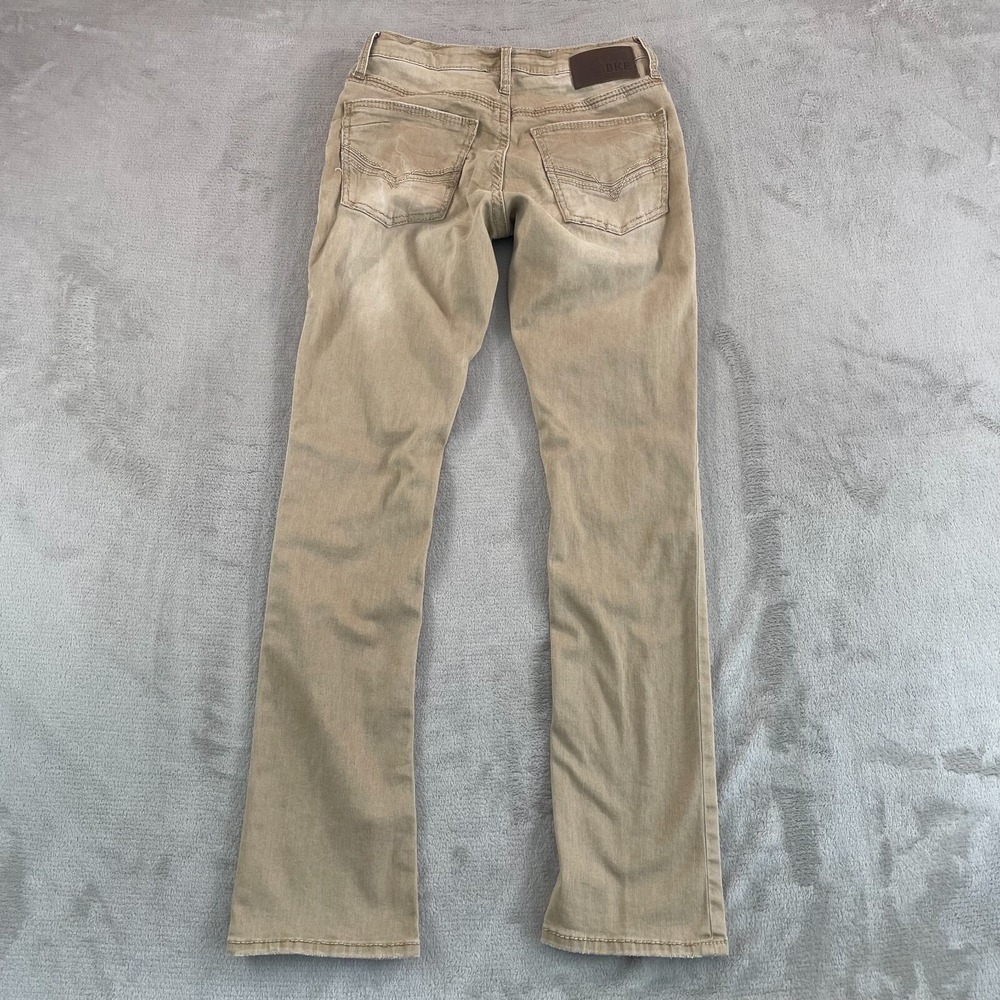 BKE Jake Straight Stretch Pants Men 28Rx32 Beige Bauer 3 Custom Fade Embroidered - Picture 5 of 11
